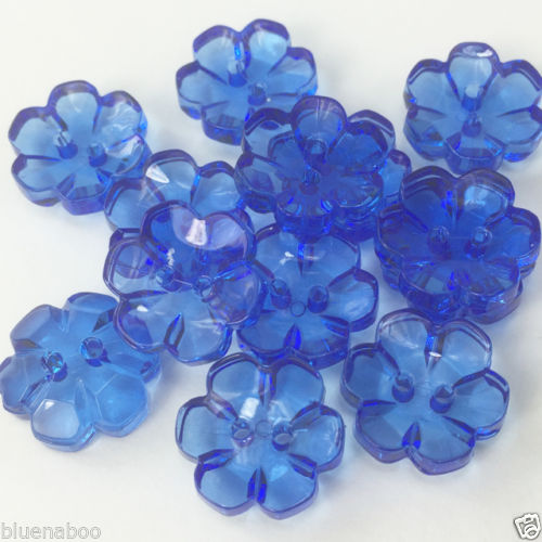 Clear Flower Shaped Button - ROYAL BLUE no. 24