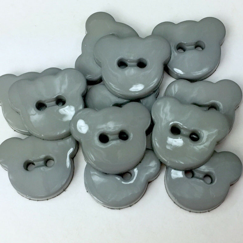 Teddy Bear Buttons Size 16mm - Grey