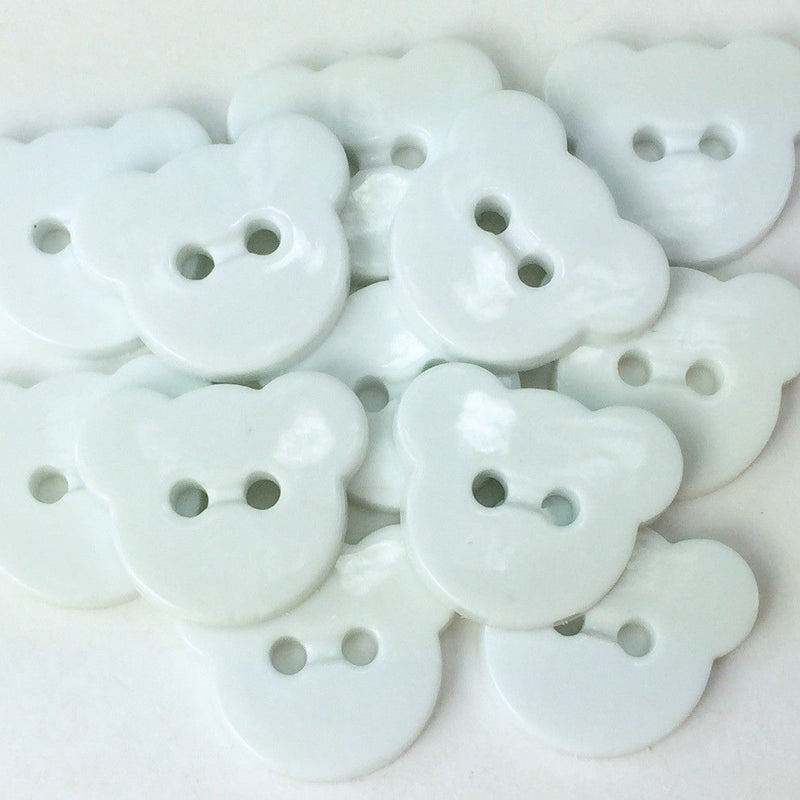 Teddy Bear Buttons Size 16mm - White