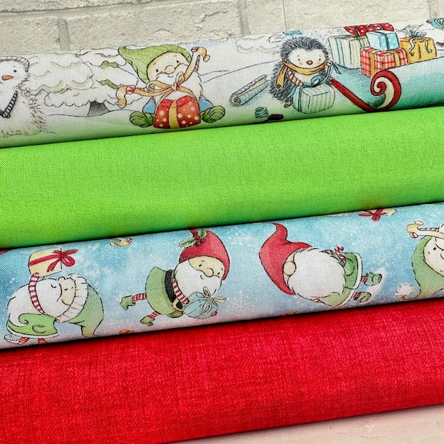 Christmas Elves 4 Piece Fat Quarter bundle, 100% cotton fabric