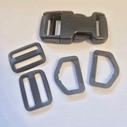 Black Plastic Back Pack Hardware Kit - Size 25mm