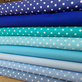 8 piece, Ocean Waves Inspired Fat Quarter Fabric Bundle,  100% cotton poplin fabric ~