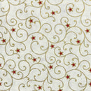 Gold Ivory & red Christmas Swirl 100% cotton fabric 44" wide per 1/2 metre