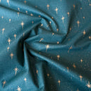 Green & Gold Shining Star 100% Cotton Christmas Fabric Sold Per 1/2 Metre