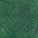 Green & Gold Christmas Swirl 100% cotton fabric 44" wide per 1/2 metre