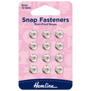 9mm Silver Sew On Snap Fasteners (Like a press stud)  - Pack of 12
