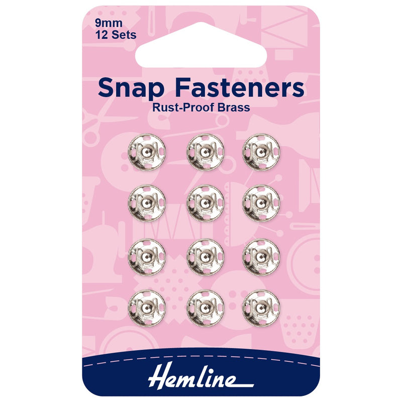 9mm Silver Sew On Snap Fasteners (Like a press stud)  - Pack of 12