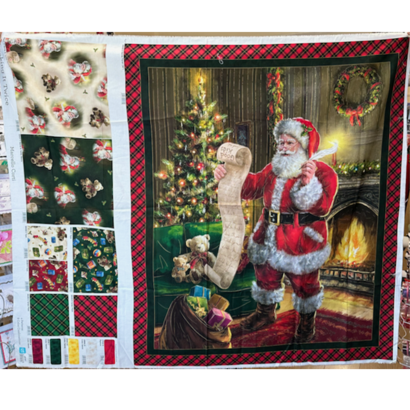 Santa Claus Christmas Fabric Panel 100% Cotton