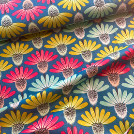 Perennial Borders, Echinacea Teal 100% Premium Cotton Fabric 112cm Wide Sold Per Half Metre