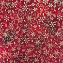Red & Gold Christmas Holly Celebration 100% cotton fabric 44" wide per 1/2 metre