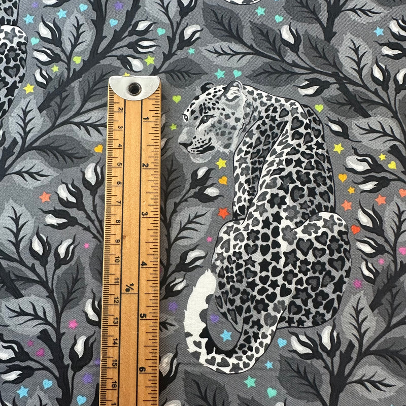 Grey Work Cheetah By Tula Pink 100% Premium Cotton Fabric 112cm Wide Per 1/2 Metre