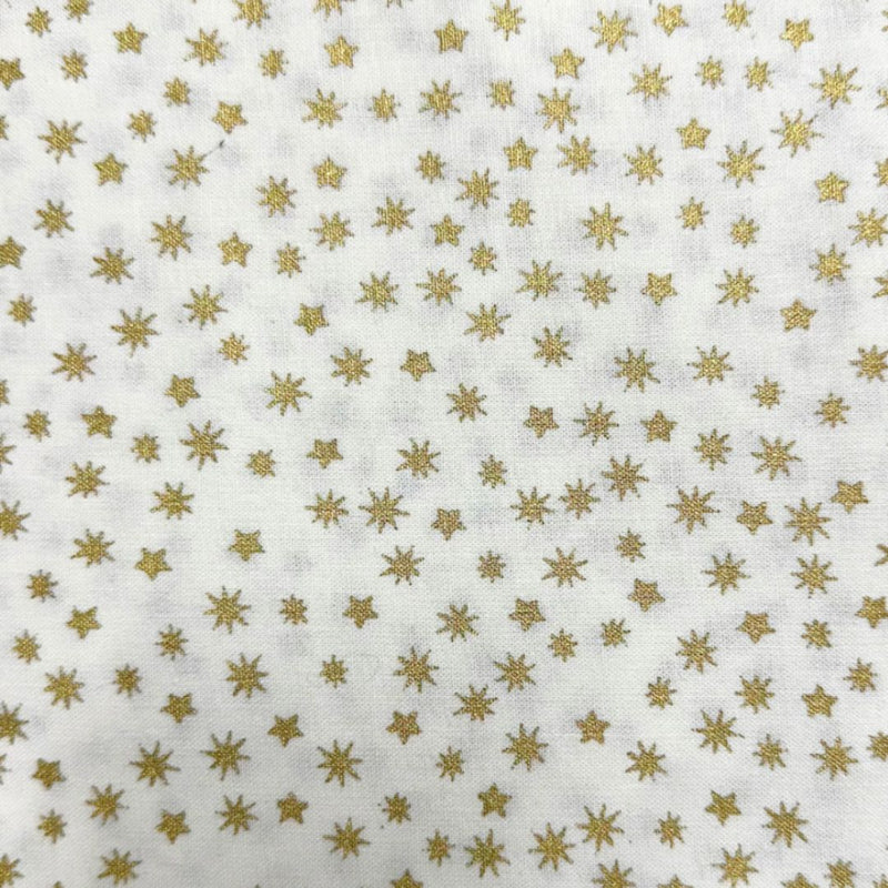 Mini Gold & ivory Stars 100% cotton fabric 44" wide per 1/2 metre