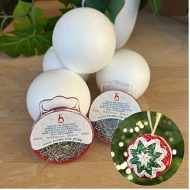 4 x Polystyrene 8cm balls & 2 packs pins to make Christmas Bauble Decoration