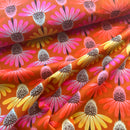 Perennial Borders, Echinacea Rust 100% Premium Cotton Fabric 112cm Wide Sold Per Half Metre