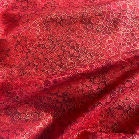 Red Circles Shimmer Metallic 100% Premium Cotton Fabric Sold Per 1/2 Metre, 112cm Wide