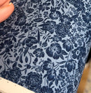 Navy Zoe Floral 100% Cotton Poplin Fabric Sold Per 1/2 Metre