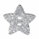 5 x Silver Sparkly Star Glitter Buttons Size 18mm