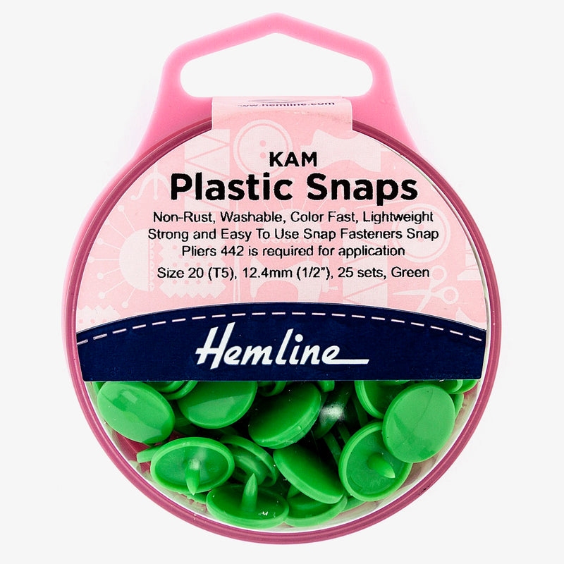 Green Kam Plastic Snaps Coloured Poppers