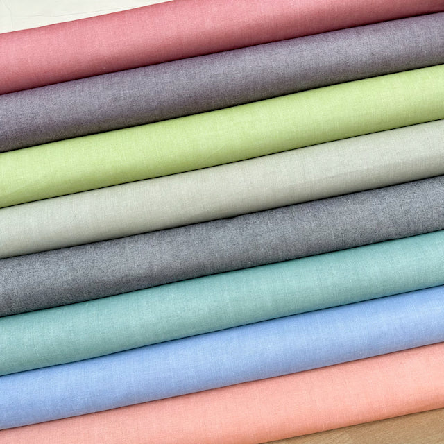 NEW coloured Organic Cotton Oxford Chambray fabric, (112cm) wide per 1/2 metre