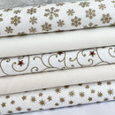 Christmas Cream & Ivory 5 Piece Fat Quarter 100% Cotton Bundle