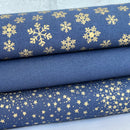 Navy Christmas 3 Piece Fat Quarter 100% Cotton Bundle
