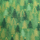 Snowfall Christmas Trees Green & Gold Metallic 100% cotton fabric 44" wide per 1/2 metre