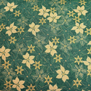 Snowfall Christmas Poinsettia Green & Gold Metallic 100% cotton fabric 44" wide per 1/2 metre