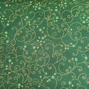 Snowfall Christmas Scroll Stars Green & Gold Metallic 100% cotton fabric 44" wide per 1/2 metre