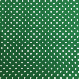 Green Polycotton Polka Dot fabric 112cm Wide, Sold Per METRE