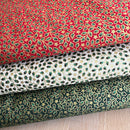 Tiny holly leaf with gold metallic, 3 piece FAT QUATER BUNDLE - 100% cotton fabric
