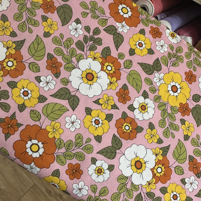 Groovy Florals vintage bloom 100% Cotton Fabric - Sold Per Half Metre