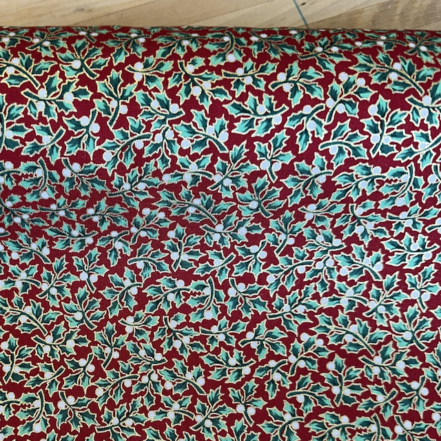 Red Tiny holly design Christmas 100% cotton poplin fabric, sold per 1/2 metre 54" wide
