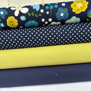 Funky Floral 4 piece fat quarter bundle, 100% cotton poplin fabrics