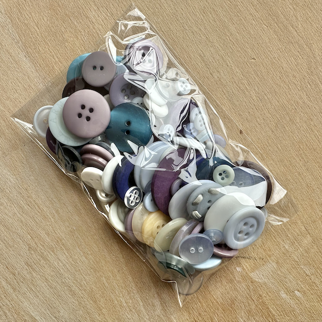 CLEARANCE ...100 Gram Mixed Blue, Grey, White, Lilac Buttons