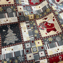 Santa & Tree Patchwork Christmas (grey/red) 100% cotton fabric 54" wide per 1/2 metre