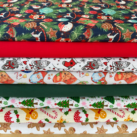 Christmas POLYCOTTON  8 piece FAT QUARTER BUNDLE