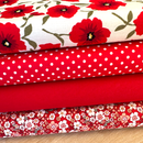 4 Piece ivory Poppies, spots & floral fat quarter bundle 100% cotton poplin fabrics