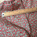 Holly Sprig Red, Green & Metallic Gold Christmas 100% Cotton Fabric 134cm wide, per 1/2 metre