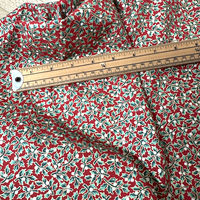 Holly Sprig Red, Green & Metallic Gold Christmas 100% Cotton Fabric 134cm wide, per 1/2 metre