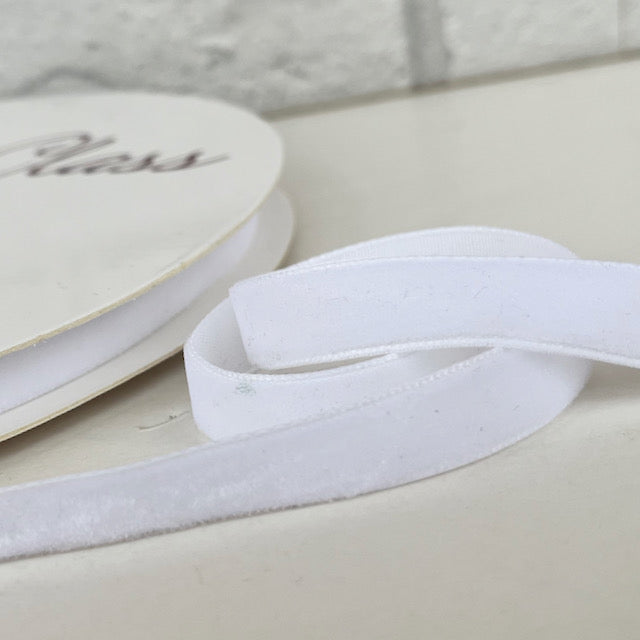 Christmas White Velvet Ribbon 10mm Wide - Sold Per Metre