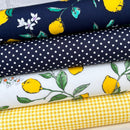 Lemons 4 piece Fat Quarter Bundle 100 % cotton poplin fabric