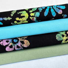 4 Piece Rainbow Batik fat quarter  Bundle, 100% cotton fabrics