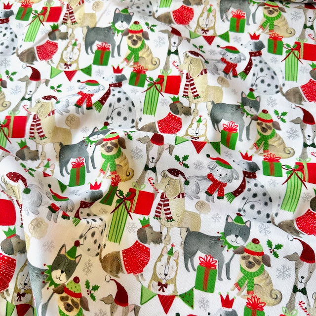 Christmas Dogs 100% Premium Cotton by Timeless Treasures Per 1/2 Metre