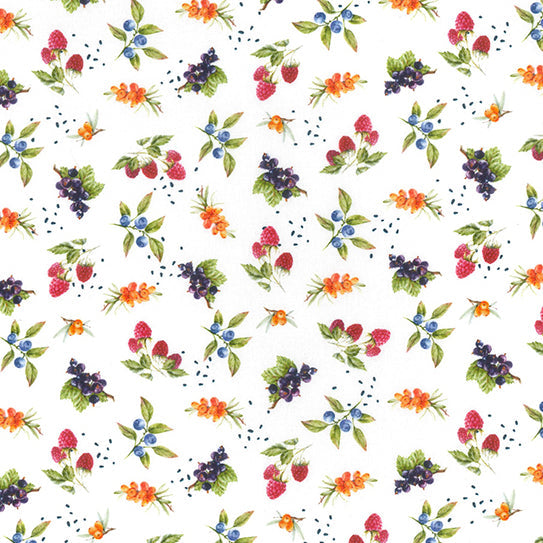 Summer Berries Selection 100% Cotton Fabric, 58 inches wide (140cm) Per 1/2 Metre
