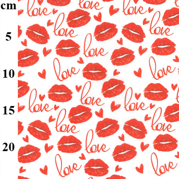 Love Lips Valentines Fabric 100% cotton 145cm wide Made in UK OEKO tex certified