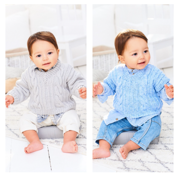 Stylecraft Sweater & Tank Top in Bambino DK - Pattern 9976 Ages birth - 7 years