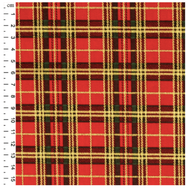 Christmas festive 100% cotton fabric, Red Tartan design.