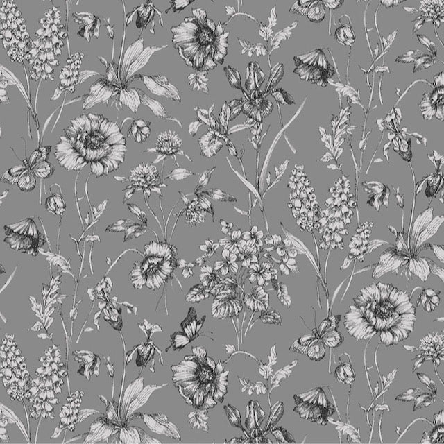 Buttercup Floral Sketch Timeless Treasure Premium Fabric 100% cotton Sold Per Half Metre
