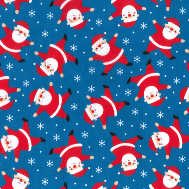 Christmas Dancing Santa Royal Polycotton Fabric 112cm wide sold by the half metre