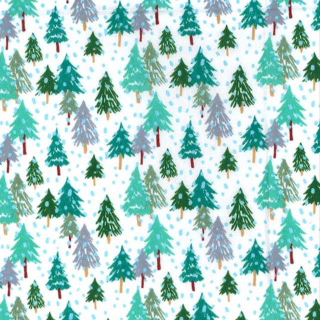 Christmas Forest Trees Polycotton Fabric 112cm wide sold by the half metre